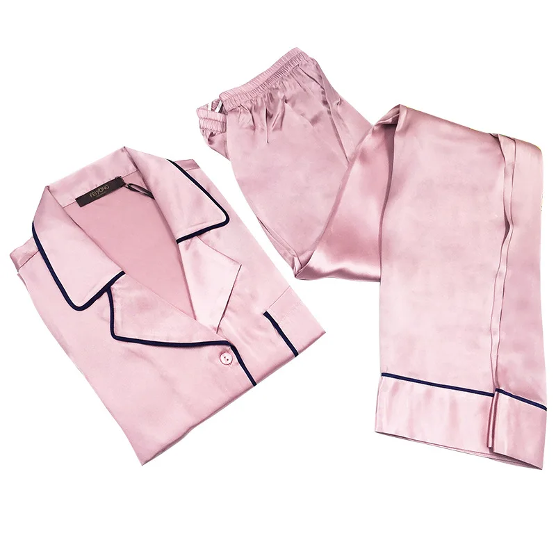 Maison Gabrielle 2021 New Spring Summer 100% Mulberry Silk Charmeuse Pajamas Set Loungewear Sleepwear for Women Luxury 2 Pieces