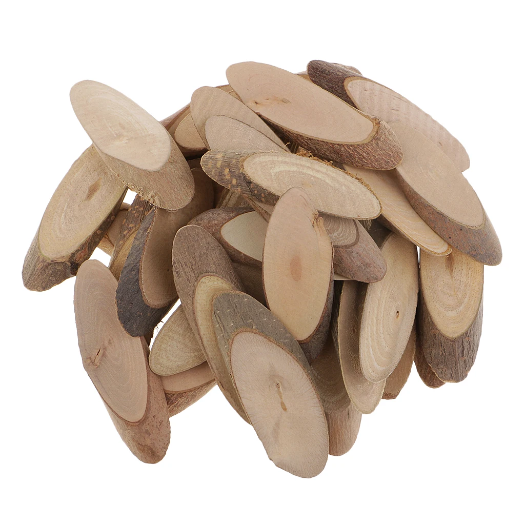 

30pcs Wooden Wood Log Slices Natural Tree Bark Slices DIY Wedding Decoration