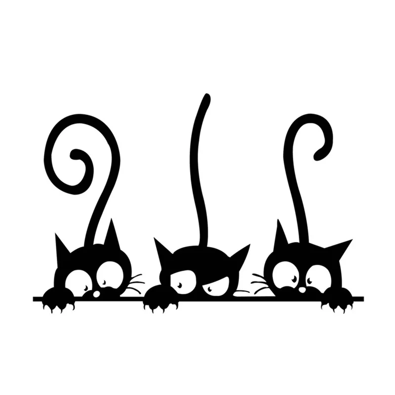 Милые три черных кота DIY наклейки на стену животные украшение комнаты
