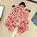 Блузка женская шифоновая с отложным воротником, с коротким рукавом