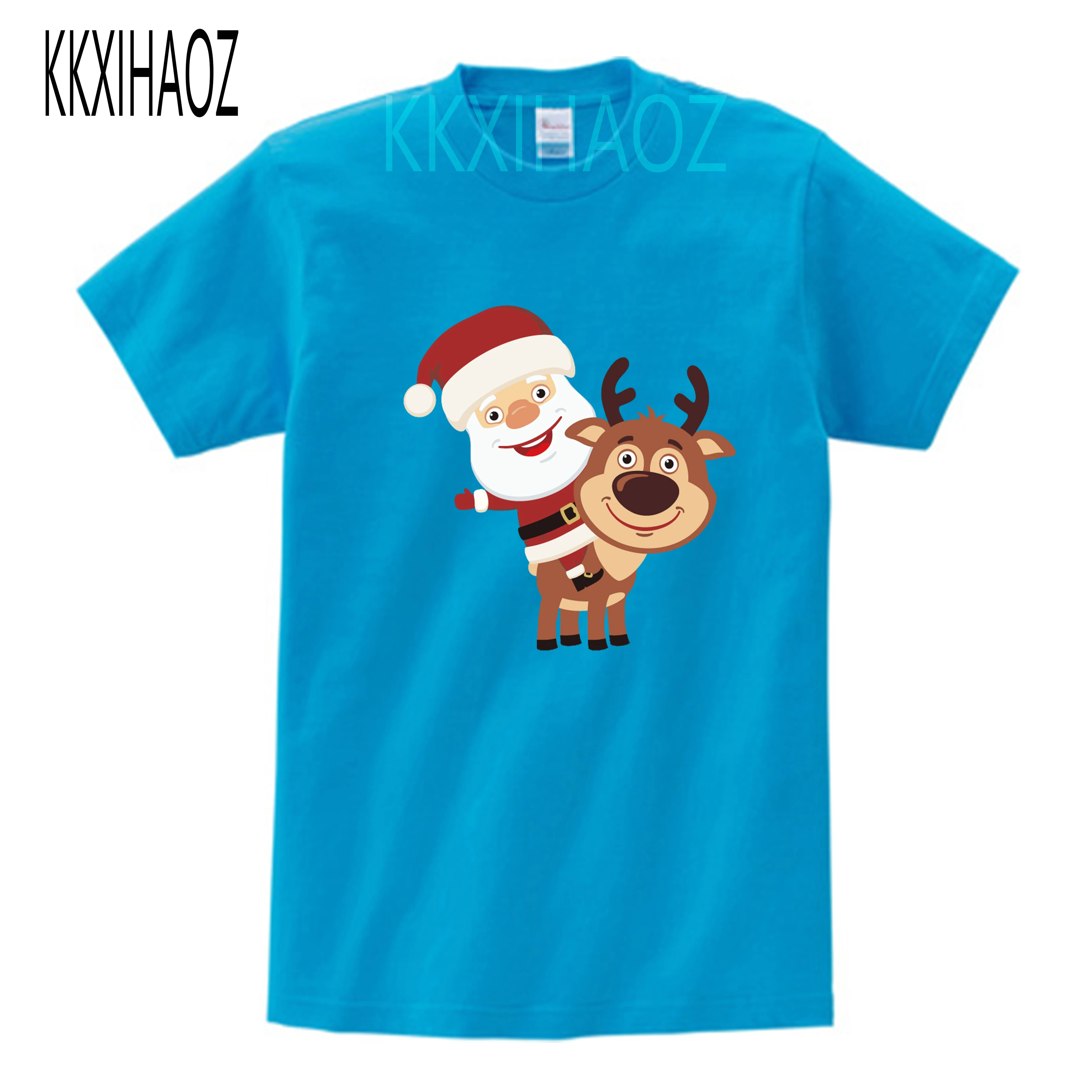 Футболка с Санта Клаусом на лося футболка для мальчиков Рождественская девочек