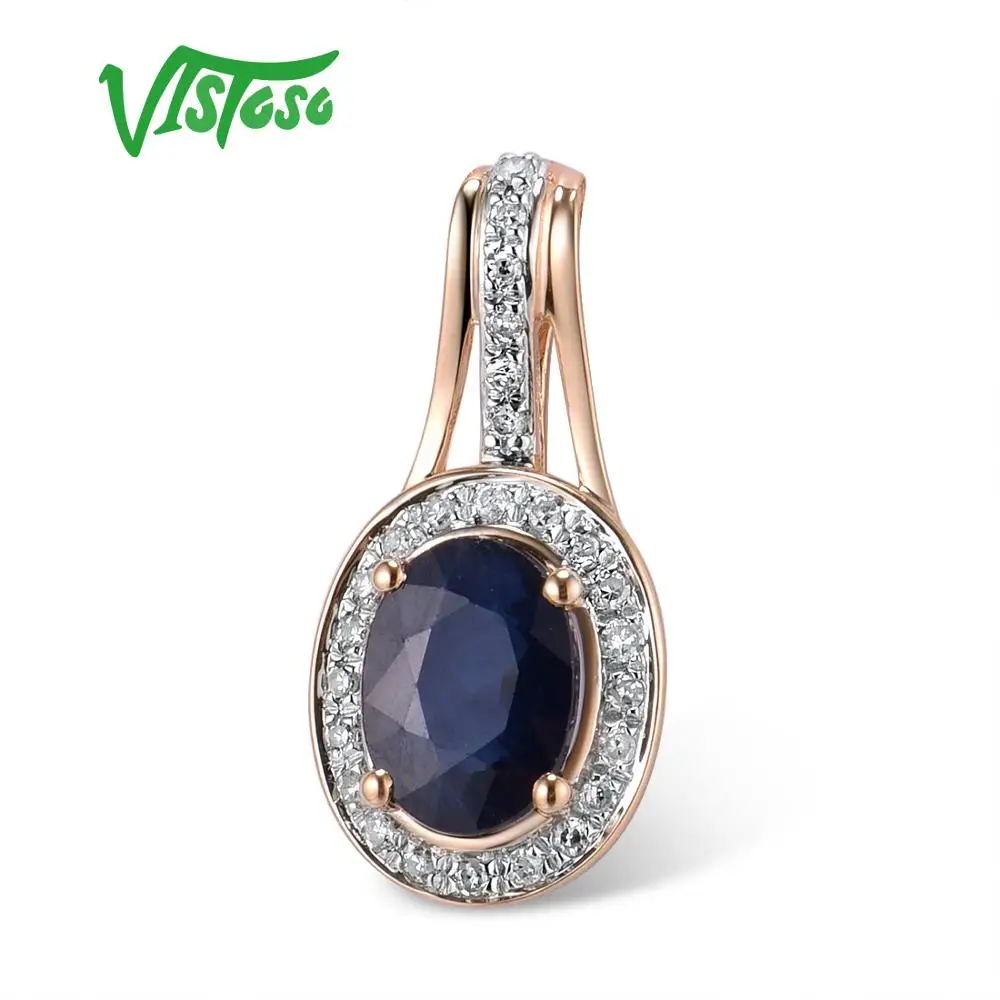 Женская подвеска с синим сапфиром VISTOSO из розового золота 14 к 585 пробы 7 Х5