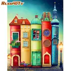 RUOPOTY Красочный дом пейзаж живопись по номерам ручной работы уникальный подарок 60x75 см рамка на холсте Фотообои