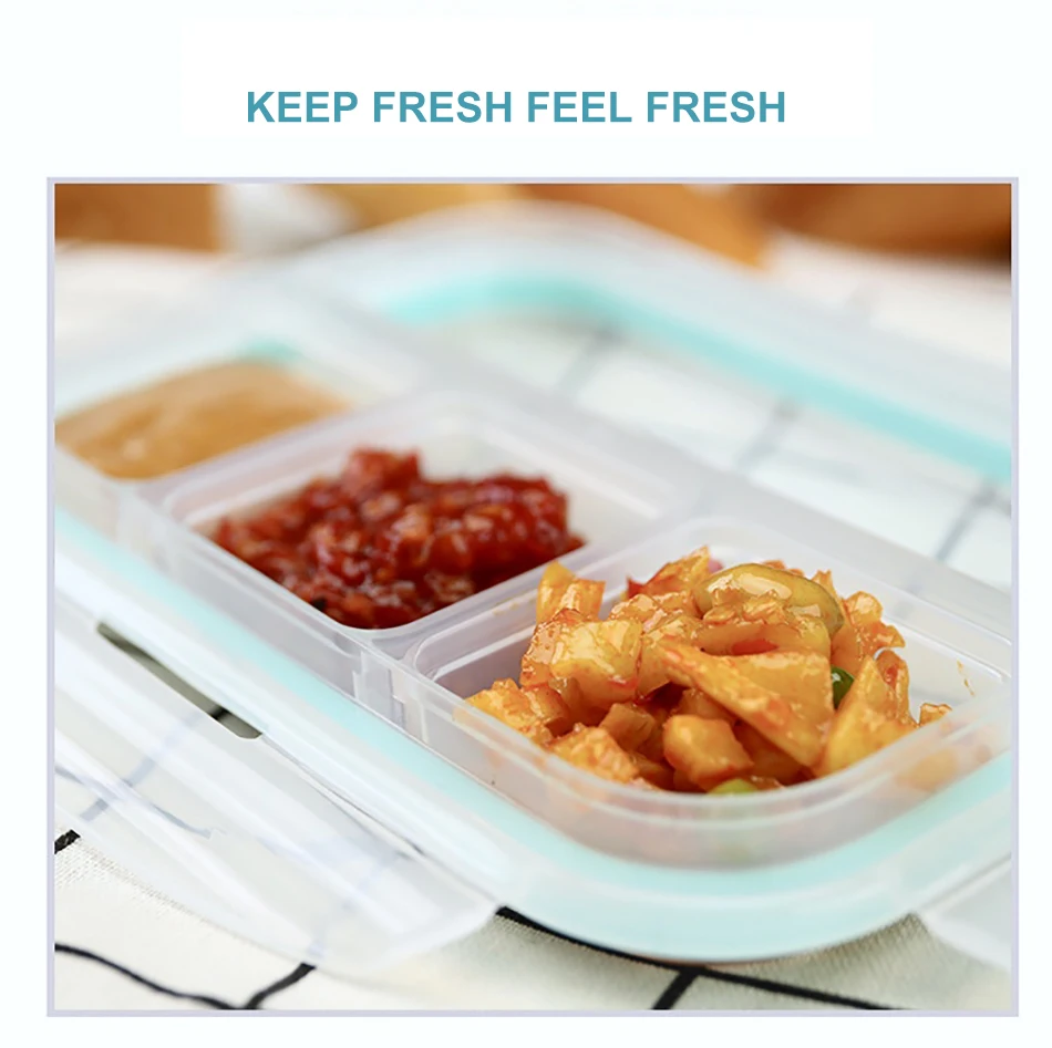 Baispo Ланч-бокс для детей стеклянный микроволновый Bento box контейнер для еды и отсек для хранения школы герметичный кухонный с подогревом