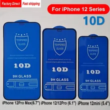 50pcs 10D Glass Screen Protector For iPhone 13 11 Pro Max XS X 8 7 6S Plus SE2 Full Coverage Cover Tempered Glass Film On 12 Pro