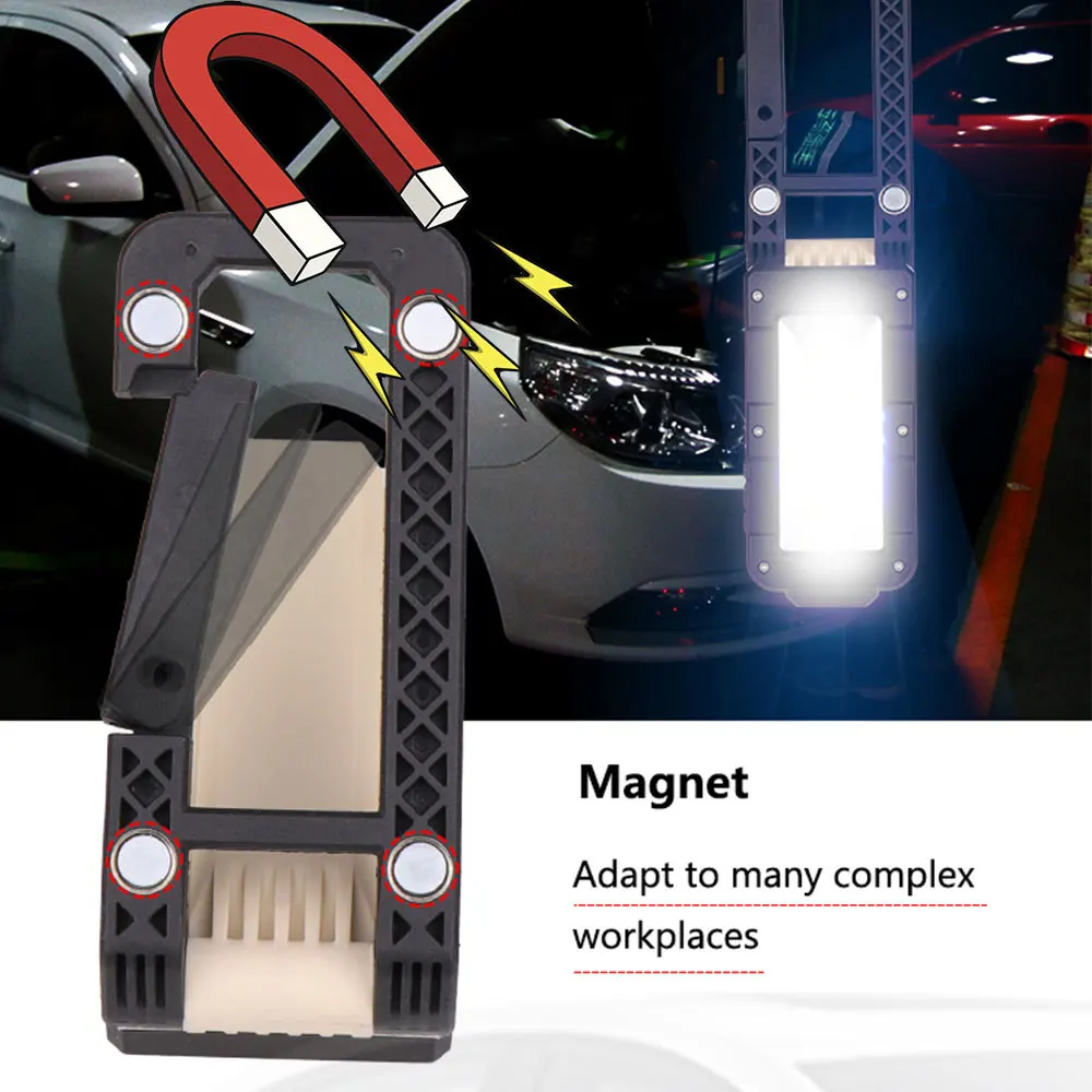 USB перезаряжаемая Рабочая лампа с индикатором мощности портативный светодиодный фонарик с магнитной основой для ремонта автомобиля аварийный свет