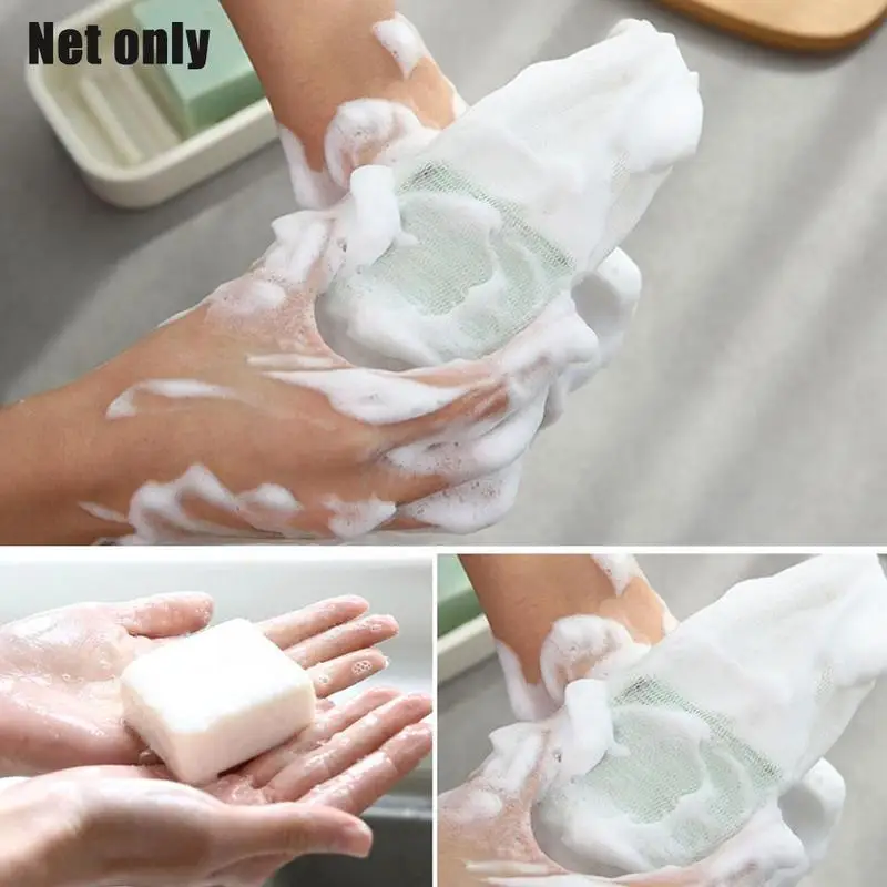 

1pcs/lot Soft Mesh Foaming Net Bag with Rope Anti-slip Pouch Hot Exfoliator Bathroom Bag Products Sponge For Soap Shower Se V4X2