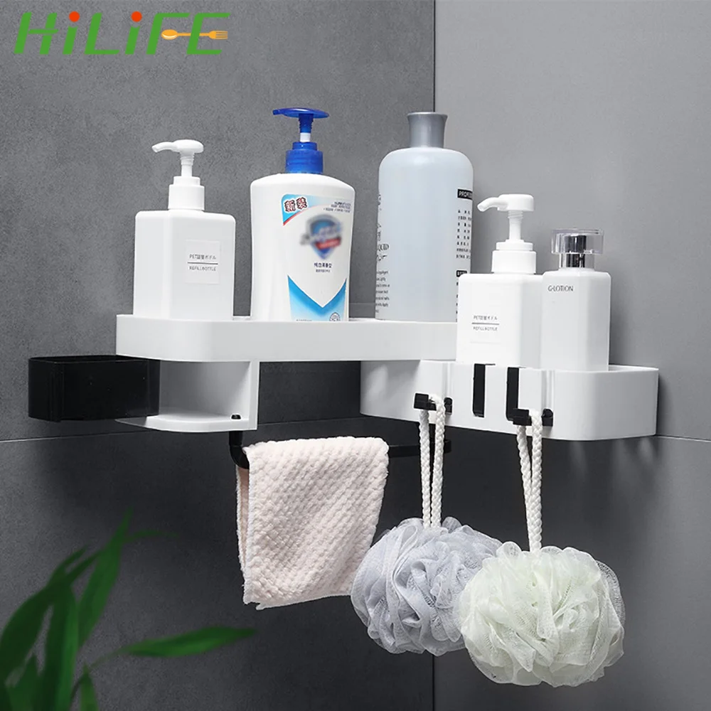 

HILIFE Wall Mounted Floating Bathroom Shelf Corner Shower Shelf Shampoo Shower Shelf Holder Kitchen Storage Rack Organizer