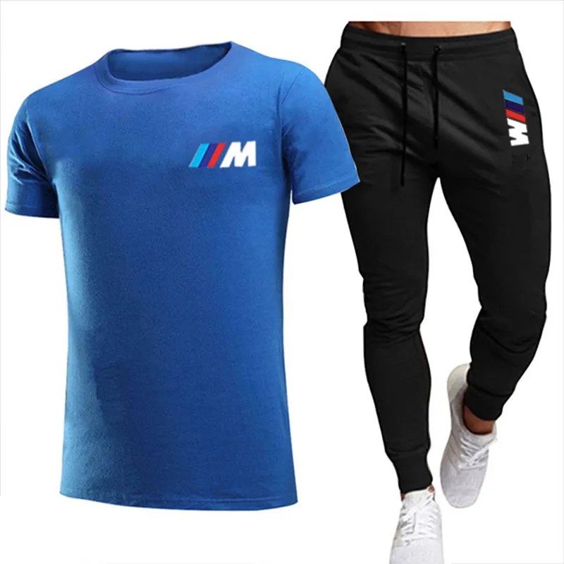 

2021New Summer Men's Leisure Sets T-Shirt+pants Two Pieces Casual Tracksuit Male Sportswear Gym Brand Clothing Sweat Suit