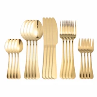 light gold stainless steel cutlery tableware set dinnerware dinner wedding party flatware set forks knives spoons set silverware