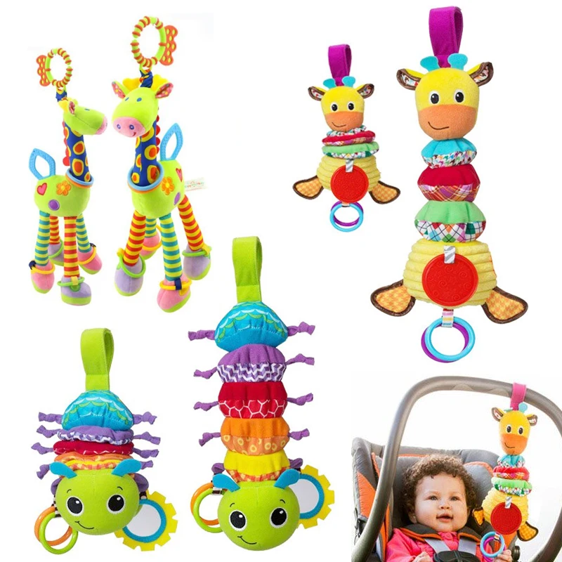 

Симпатичные подвесные игрушки для детской кроватки погремушки для коляски развивающие плюшевые игрушки жираф для детей новорожденных 0-12 м...