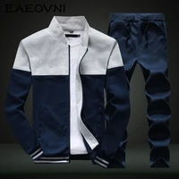 eaeovni men tracksuit sets zip up hoodie sweatpant outdoor jogger outfits patchwork sweatshirt pant mens clothing 2 pieces sets