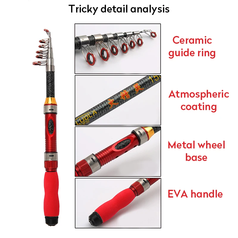 Жесткий Телескопический телефон Draagbare Hengel Glasvezel 1-2 3 м Korte Zee Pole Ultra Mini Kleine zee gooien staaf |