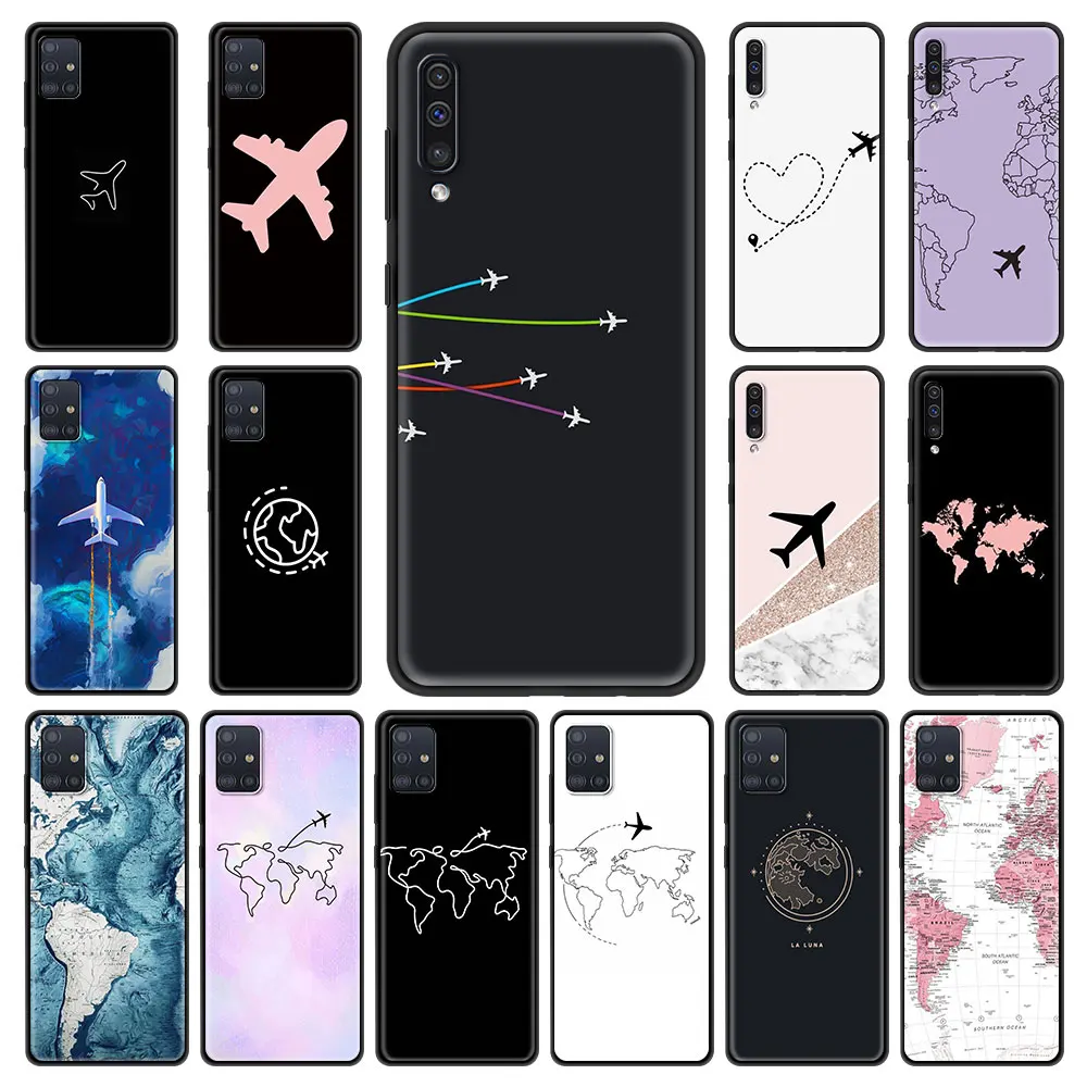 

World Map Travel Phone Case for Samsung Galaxy A51 A71 A21s A31 A41 M31 A11 M51 A12 M31s A01 A91 M11 A42 A32 5G Cover Capa