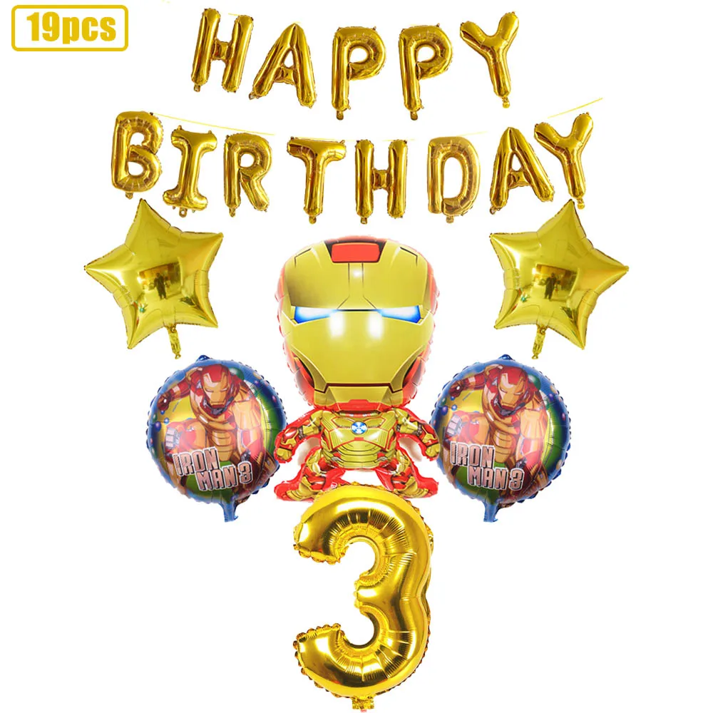 19 шт./лот воздушные шары с гелием из фольги Железный человек Америка Капитан 32
