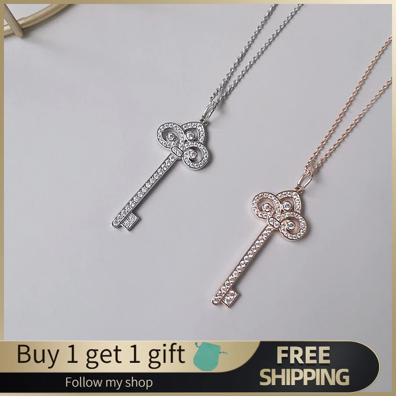 

Classic key necklaces pendant sterling silver 925 original 1:1 High Quality jewelry gift for girlfriend