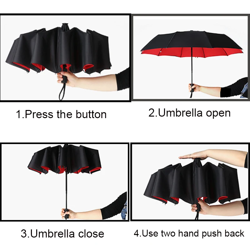 

Double layer Windproof Fully-automatic Umbrellas Male Women Umbrella Three Folding Commercial Large Durable Frame Parasol
