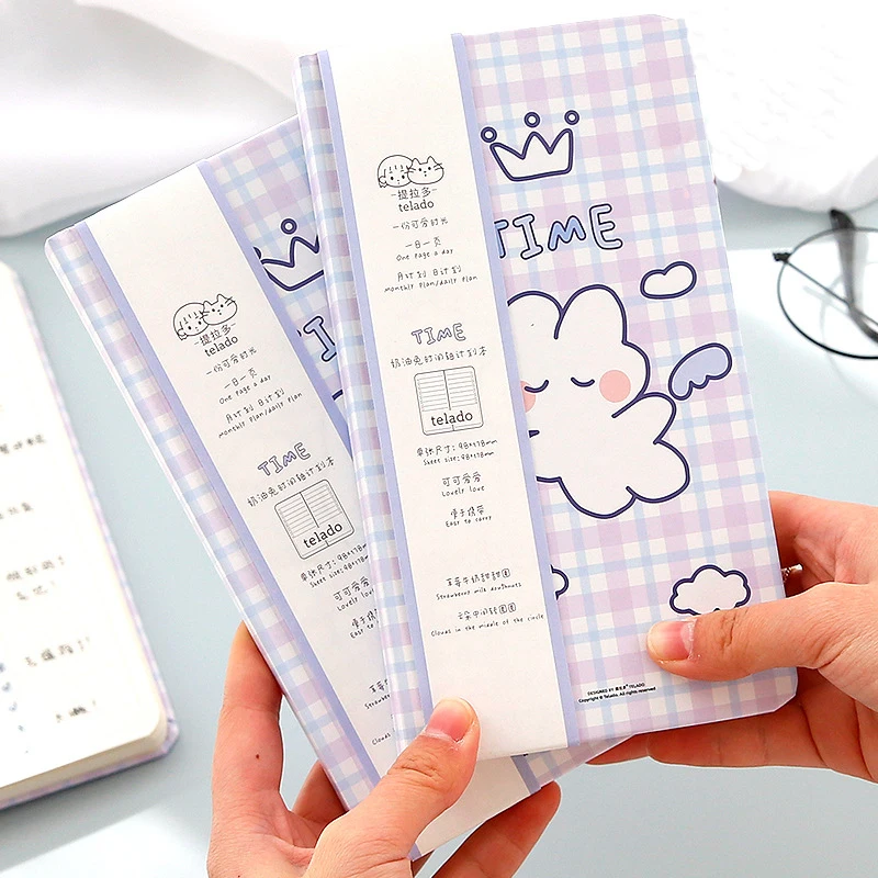 

10.2x18.4cm Cream Rabbit Notebook Kawaii Colored Inner Page Daily List Monthly Planner Journal Office School Stationery Supplier