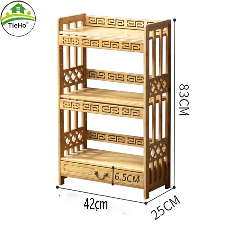tieho kitchen shelf retro teapots shelf rack new chinese tea set rack tea storage cabinet bamboo floor kitchen storage shelf free global shipping