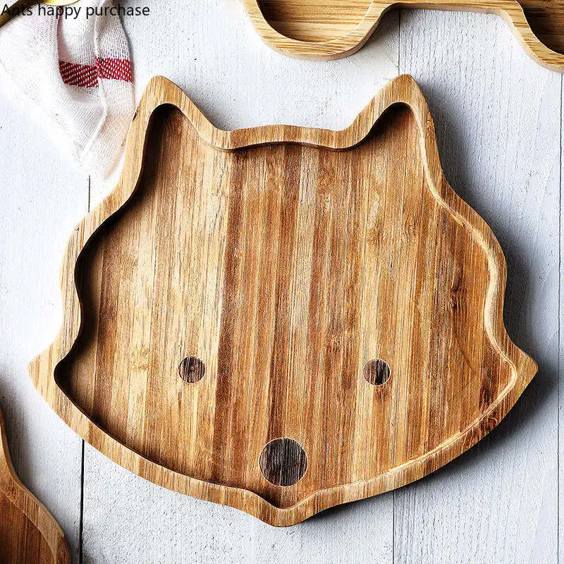 Скандинавская креативная Тарелка деревянная мультяшная животные Детский поддон