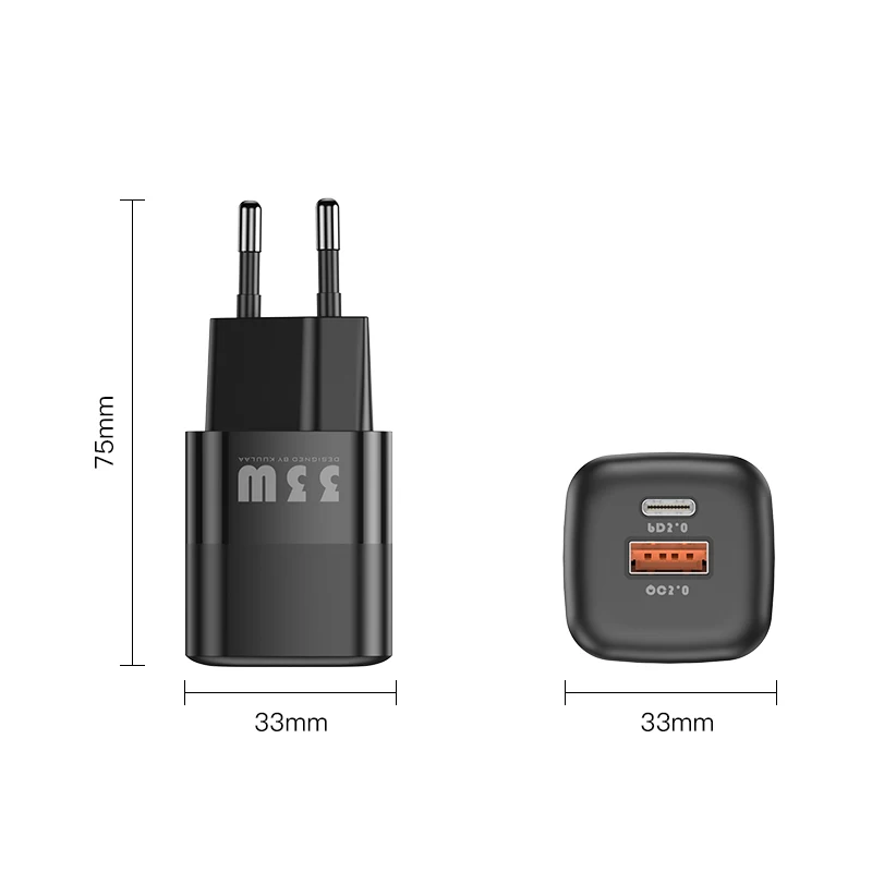 kuulaa usb c charger 33w gan type c pd portable charger fast charging for iphone13 12 11 max pro xs 8 plus ipad air 4 ipad mini free global shipping