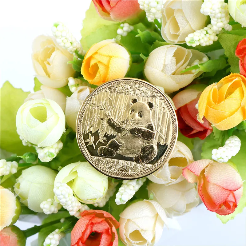 Медальон панда позолоченный серебряный художественный подарок Памятная