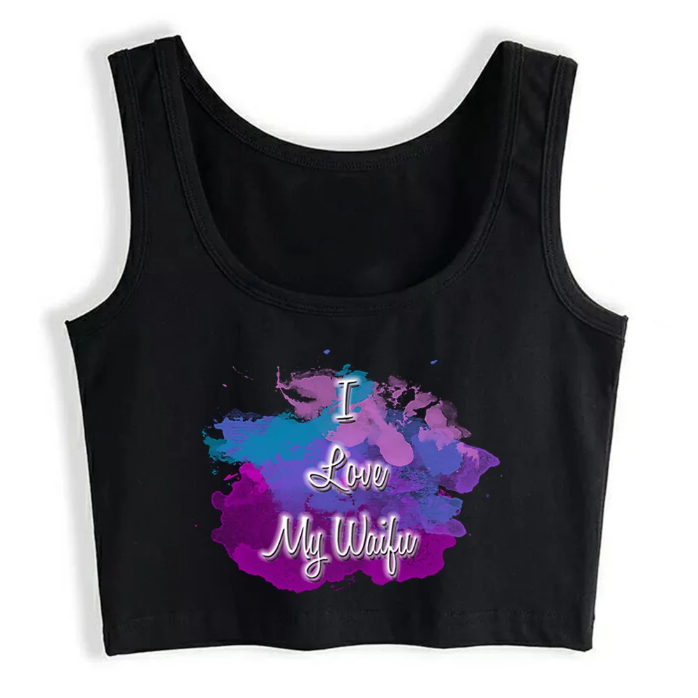 

Crop Top Women I Love My Waifu Harajuku Emo Aesthetic Grunge Tank Top Female Clothes