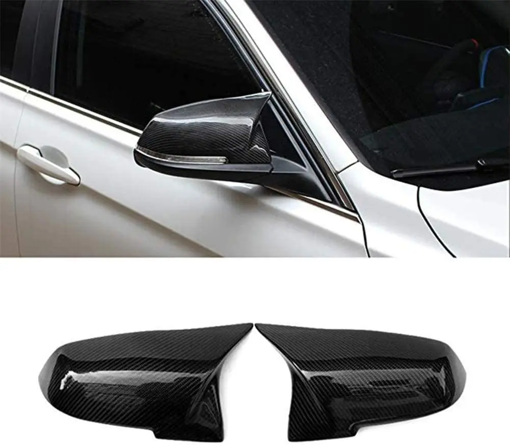 For BMW (2013-2015 F20 F21 F22 F30 F31 F32 F33 X1 E84), Replacement Real Carbon Fiber Car Door-Side Outside Mirror Cover Cap