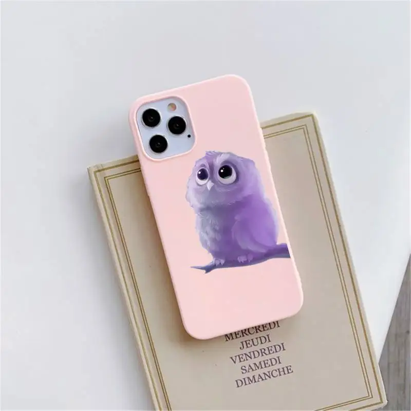 

Cute animal Owl Phone Case Candy Color for iPhone 6 6S 7 8 11 12 XS X SE 2020 XR mini pro Plus MAX funda