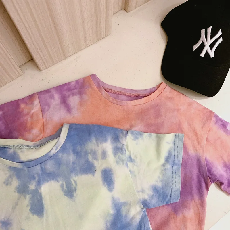 2019 новая детская летняя футболка с галстуком Корейская для мальчиков и девочек