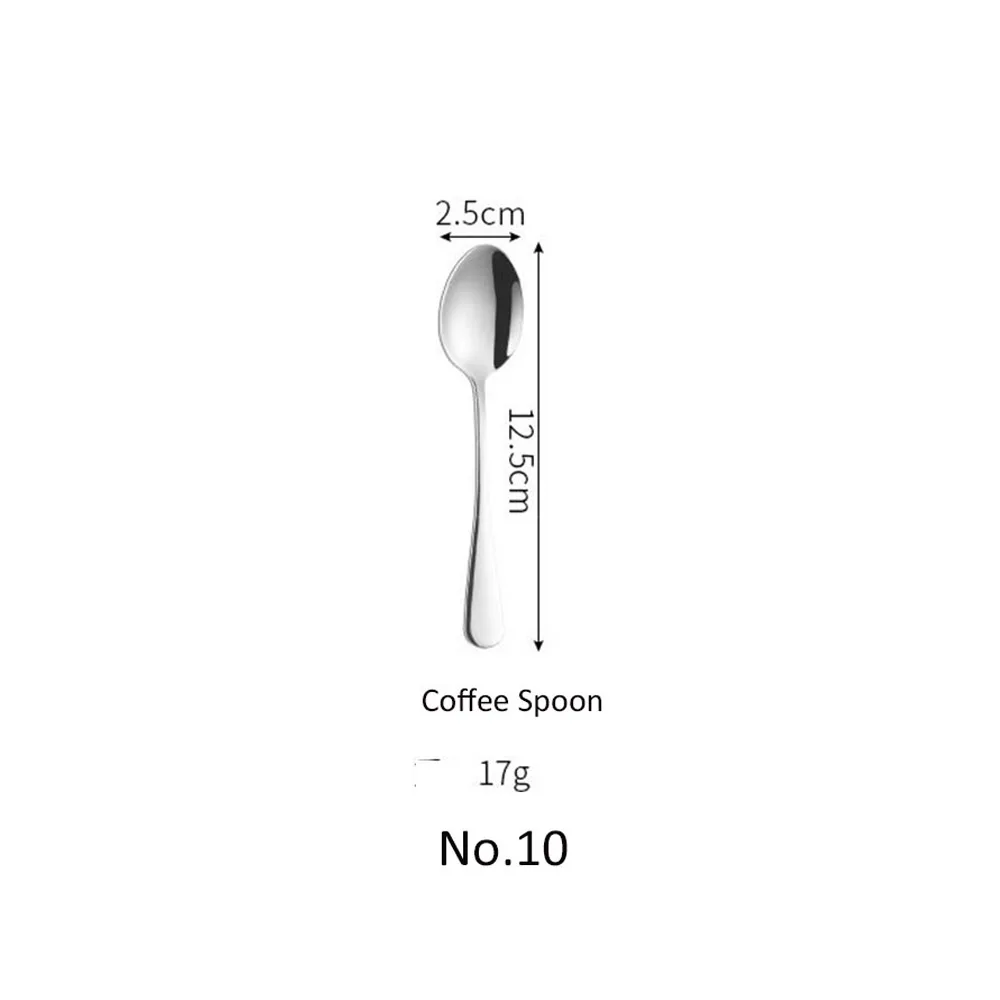 NO.10 Coffee Spoon Столовые приборы набор столовых приборов класса люкс из нержавеющей стали столовая вилка и нож столовая ложка столовая посуда набор услуг западные столовые инструменты 1 шт - Цвет: NO.10 Coffee Spoon