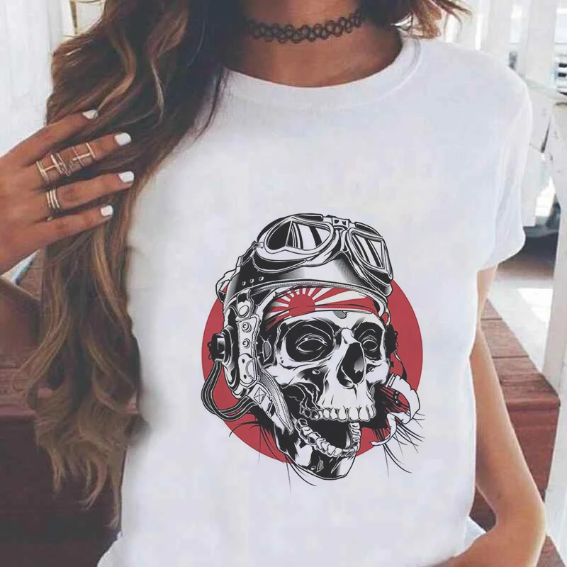 Череп Япония Персонализированные графический принт футболка с принтом женские