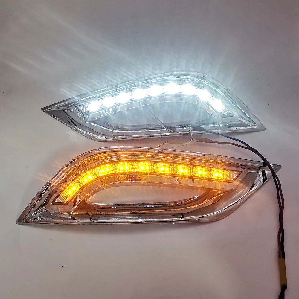 

2Pcs 12v Car LED DRL for Hyundai I45 Sonata 2011 2012 2013 2014 Daytime Running Lights Driving for Sonata 8 Fog Lamp Covers Hole