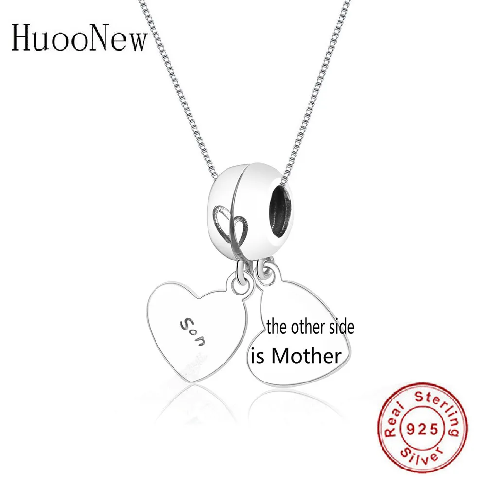 Чистое 925 пробы серебряное ожерелье с буквенным принтом для мамы и сына