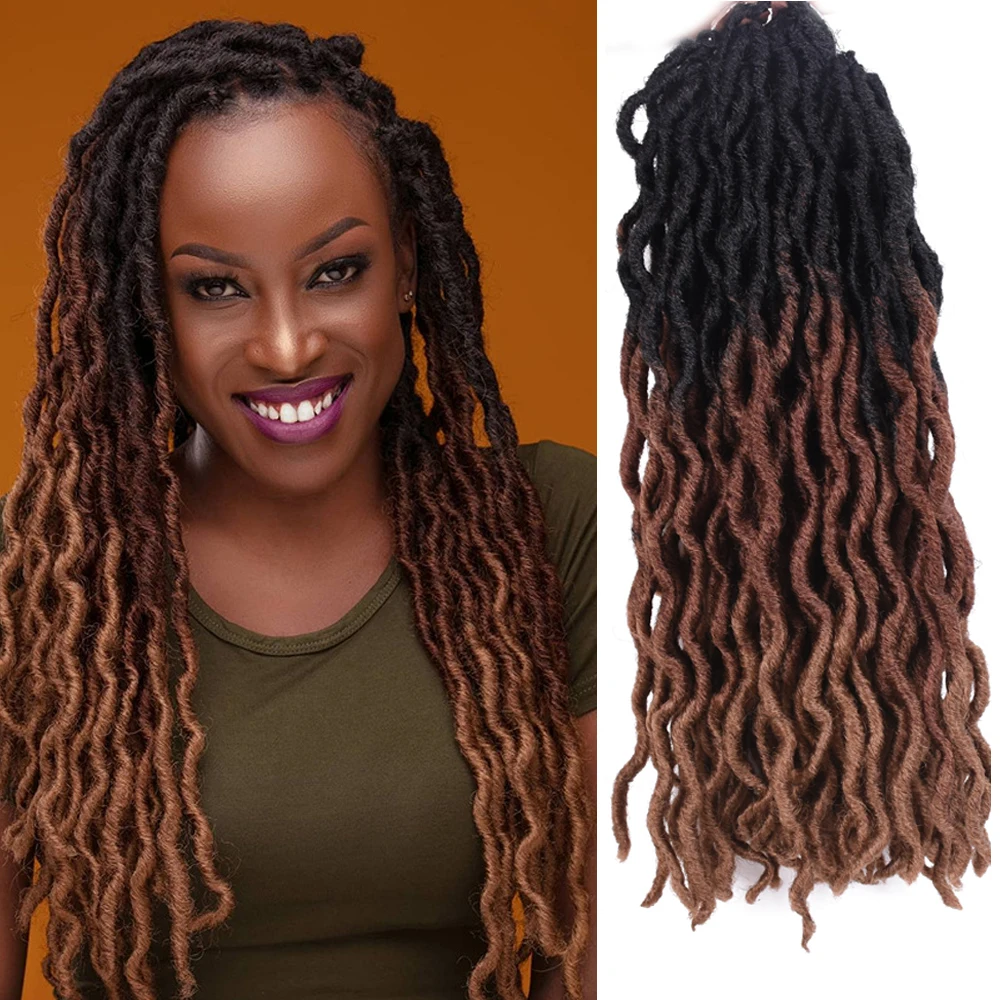 18inch Goddess Faux Locs Curly Synthetic Crochet Ombre Braiding Hair Soft Dreads Dreadlocks For Black Woman Extension