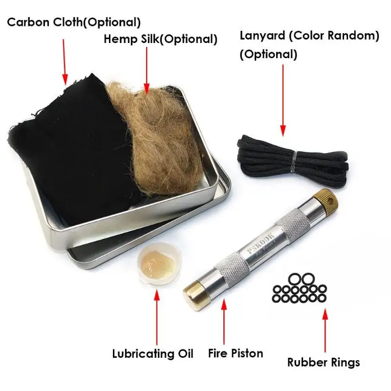 

Brass Fire Piston Kit Outdoor Emergency Tools Flame Maker Fire Starter Tube Air compression torch Camping Picnic Outdoor Tools