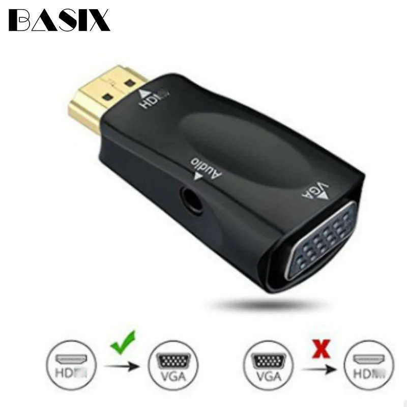Basix HDMI Совместимость с VGA кабелем адаптер аудио папа к женскому для ПК ноутбука
