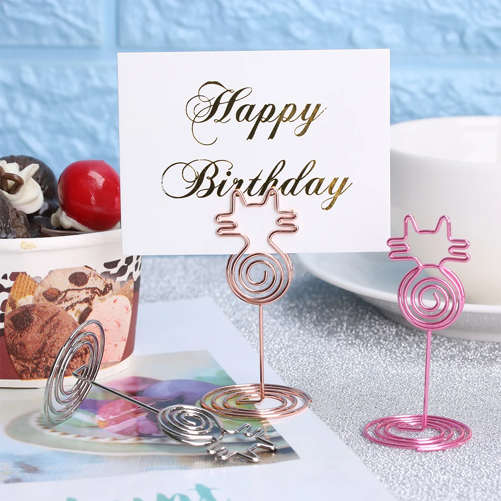 1 шт. в форме головы кота место карты Зажимы Стенд Фото зажимы Свадебная вечеринка