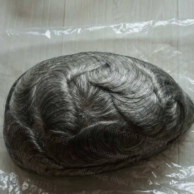 Hstonir индийские Remy мужские волосы шиньон парика-накладка швейцарское кружево с полиуретановым покрытием мужские волосы H036 - Парик Цвет: 1B80 #