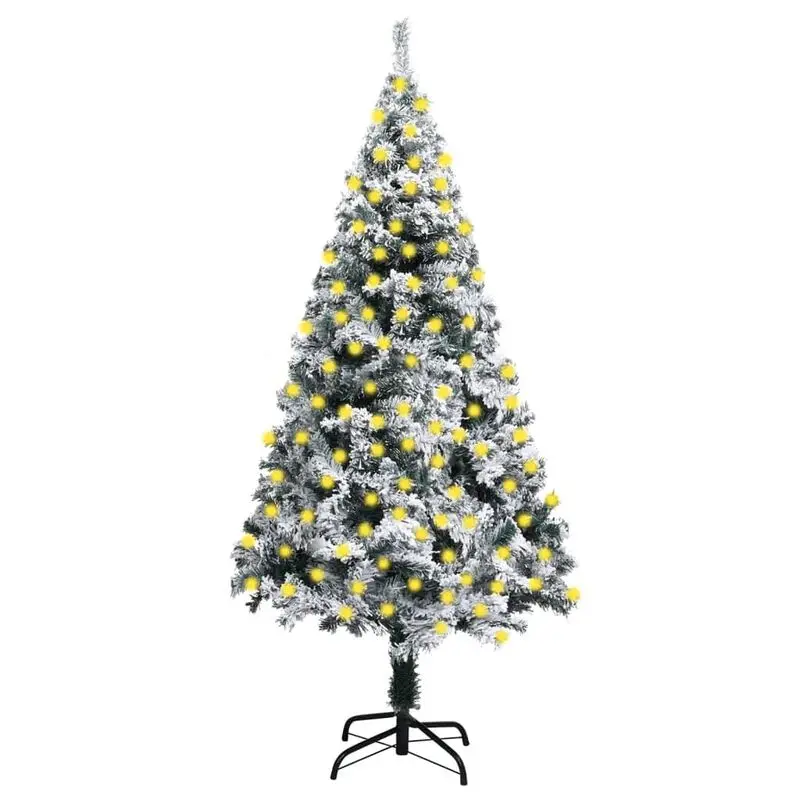 vidaXL LED Artificial Christmas Tree Xmas Pine with Snowflakes String Fairy Light Green 240cm/180cm/150cm |