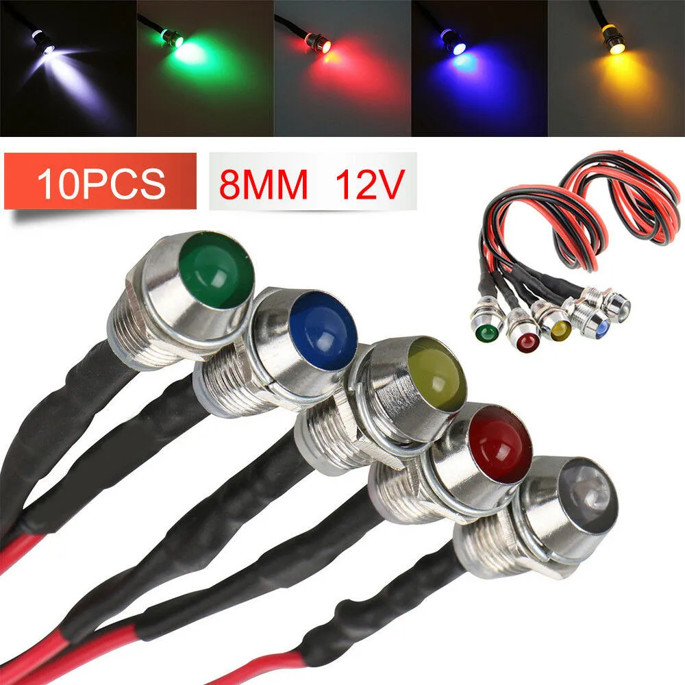 

10pcs Set Car Indicator Lights 12V DC Boat Dash Directional LED Lamp Pilot