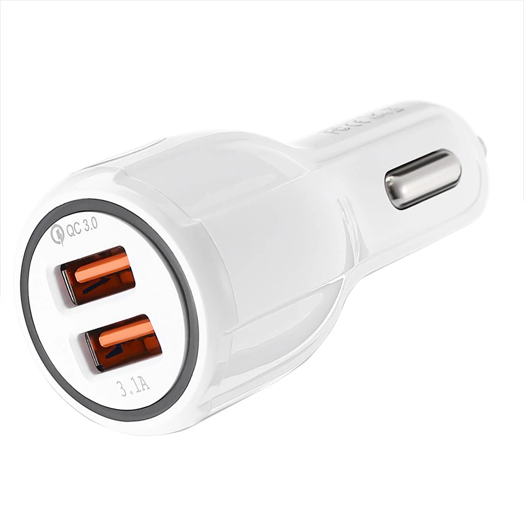 White Car Charger QC3.0 USB Dual Ports Fast Charging Universal | Мобильные телефоны и аксессуары