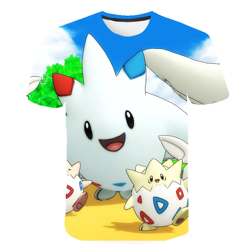 

2021 New hot sale Summer Kids Short Sleeve T-shirt 3D Printed Cartoon Pikachued Boys Girls Fashion Casual clothing Tee and Tops