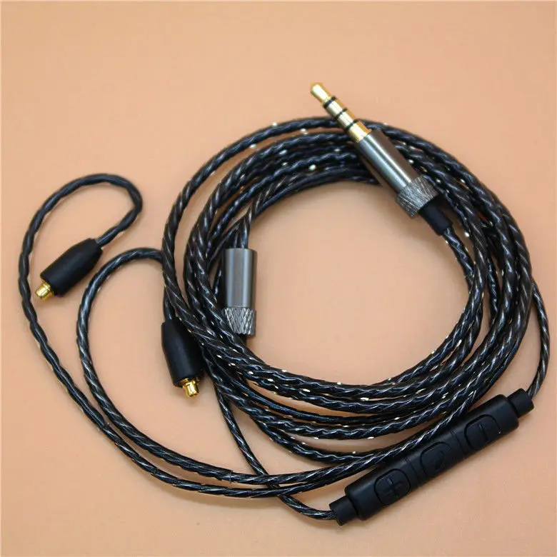 

MMCX Audio Cable Cord Volume Control for Shure SE215/425/535/846 Black with Mic