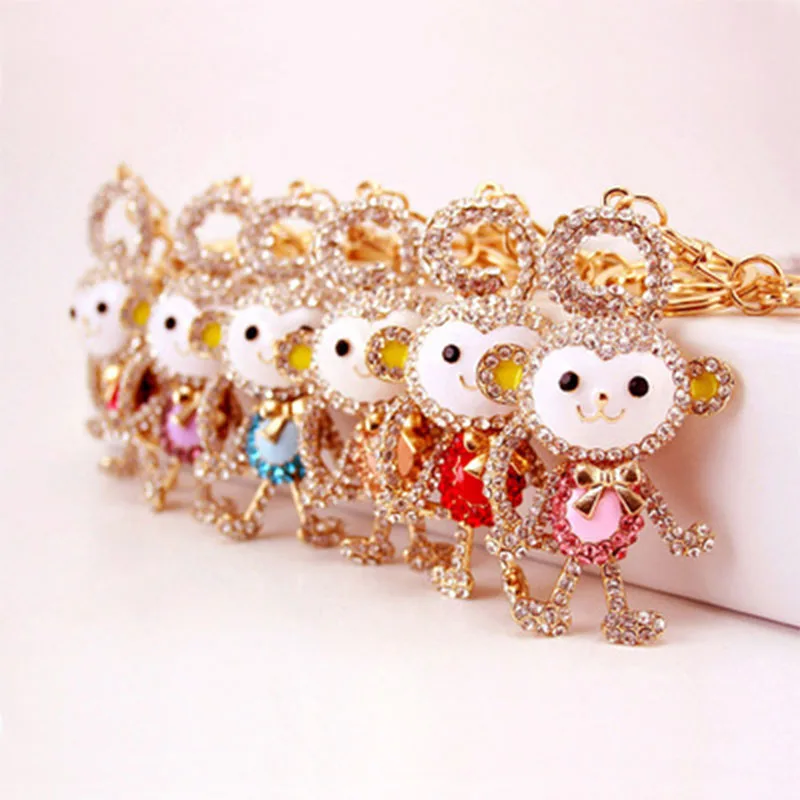 

Crystal Rhinestone Monkey Keyring Metal Bag Pendant Key Chains Bag Holder For Women Keyrings Keychains For Car