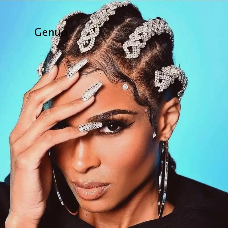 

Europe America Hairpin Hyperbole Rhinestone Dirty Braided Hair Clips Personality Barrettes Women Hair Accessories Girls Headband