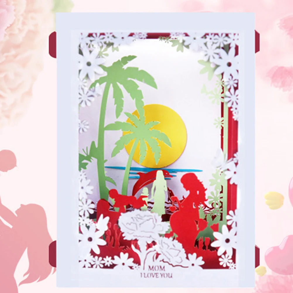 3D ручной работы полые резные мама детская поздравительная открытка День