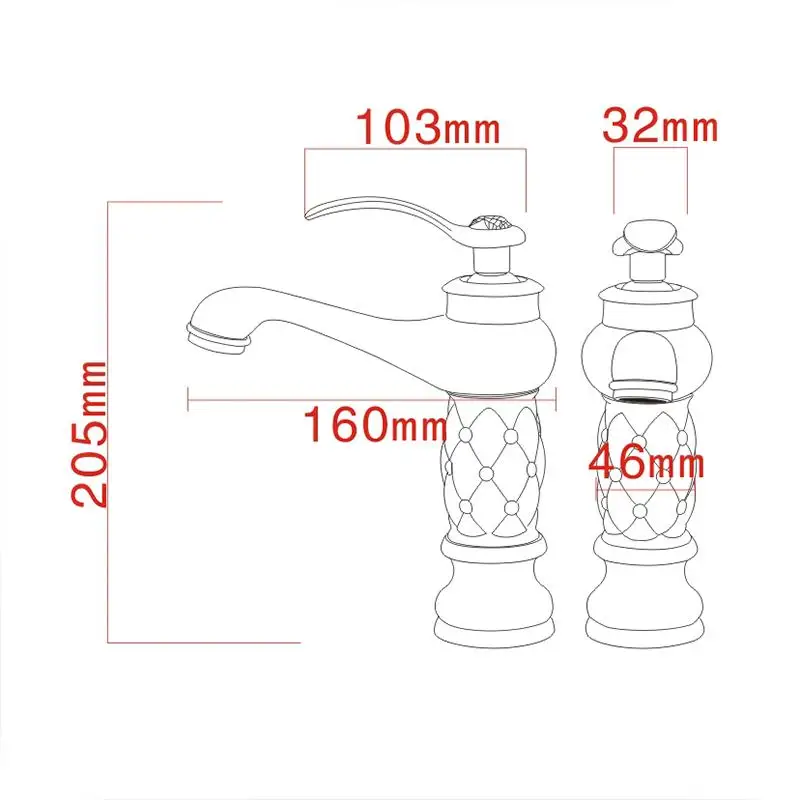 

Bathroom Basin Faucets Classic Brass Diamond Faucet Single Handle Hot And Cold Tap Gold Crystal Mixer Washbasin Faucets