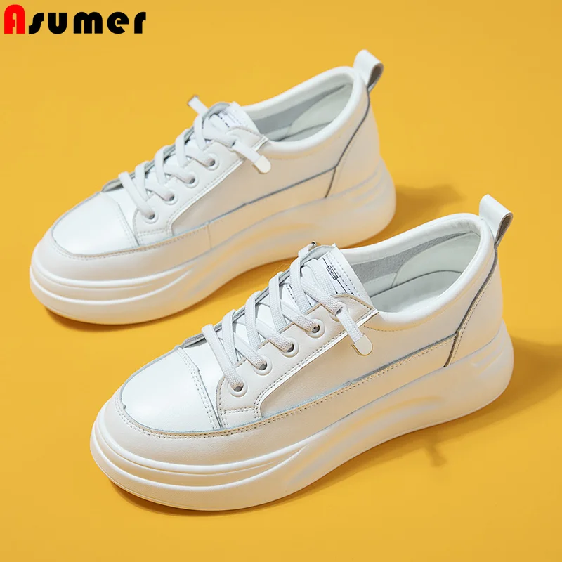 Кроссовки ASUMER женские из натуральной кожи модная повседневная обувь на плоской