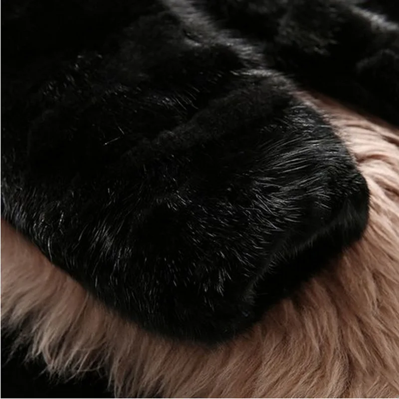 Новая зимняя шуба из искусственного меха норки Женское пальто длинный воротник и